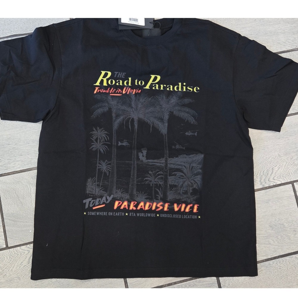 RtA Road to Paradise Vice Graphic T-Shirt Black Mens Small NWT
